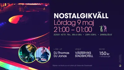 Nostalgikväll på Västerviks Stadshotell – 9 maj